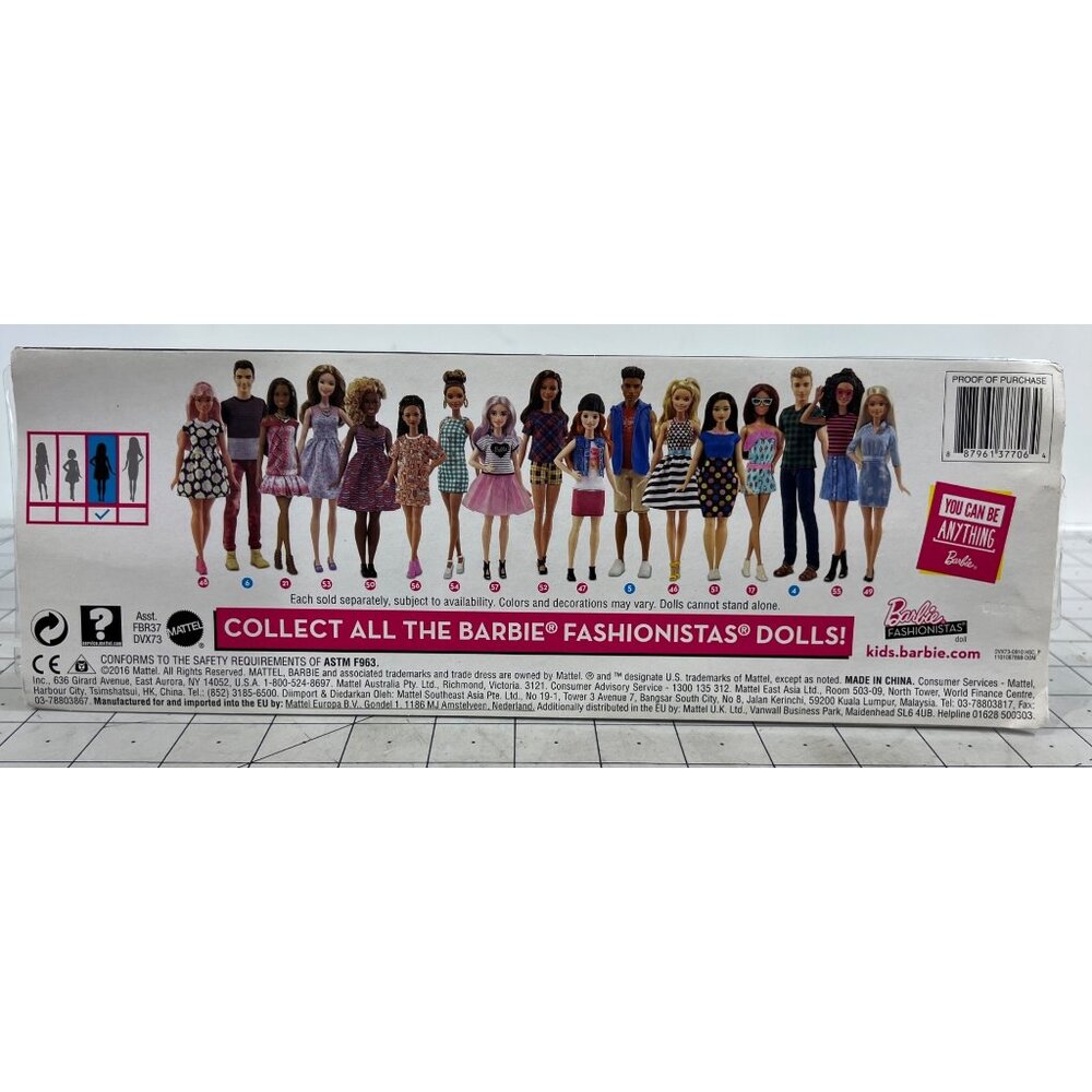Barbie Fashionistas Polka Dot Fun Curvy Doll With Blue Top 2014 DVX73 New - Picture 4 of 5